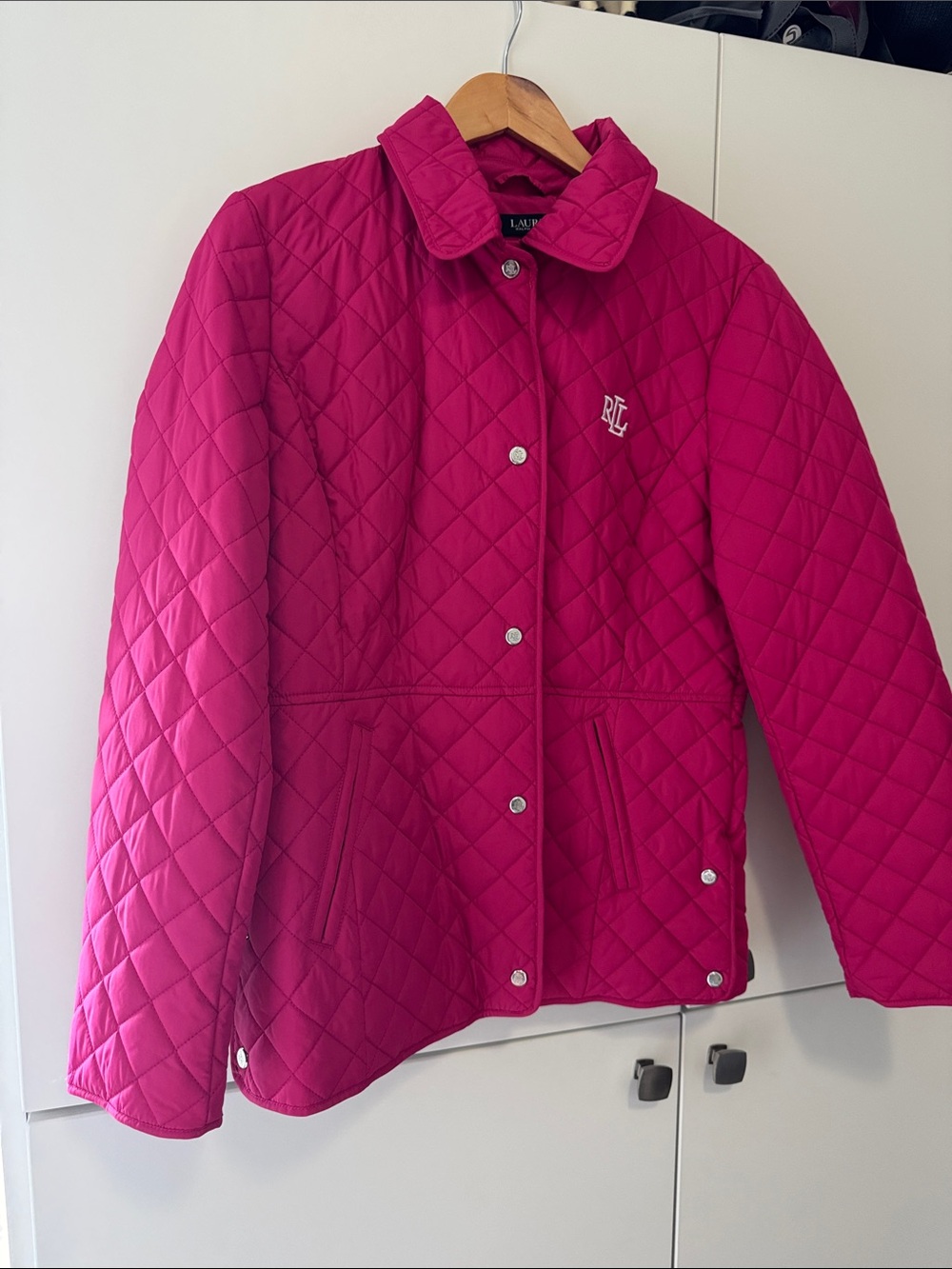 Ralph Lauren Quilted Fuchsia Snap-Front Jacket